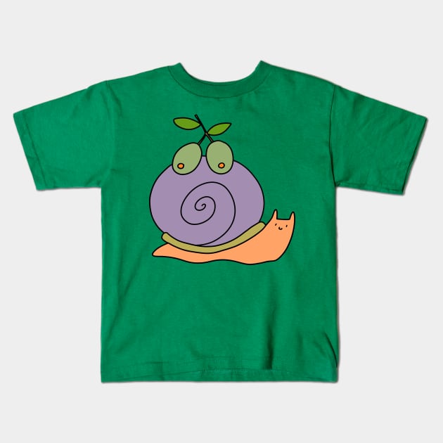 Olive Snail Kids T-Shirt by saradaboru